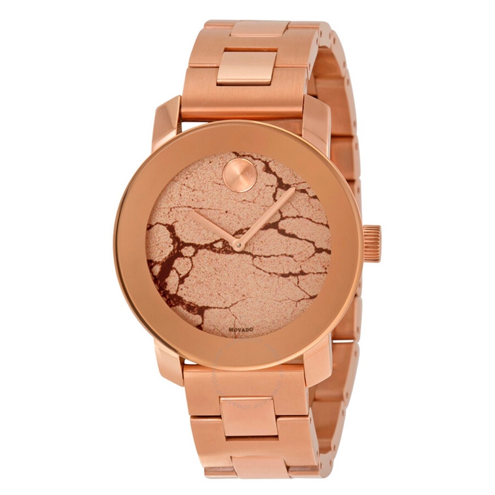 Movado Bold Rose Gold Glitter Dial Ion-plated Ladies Watch